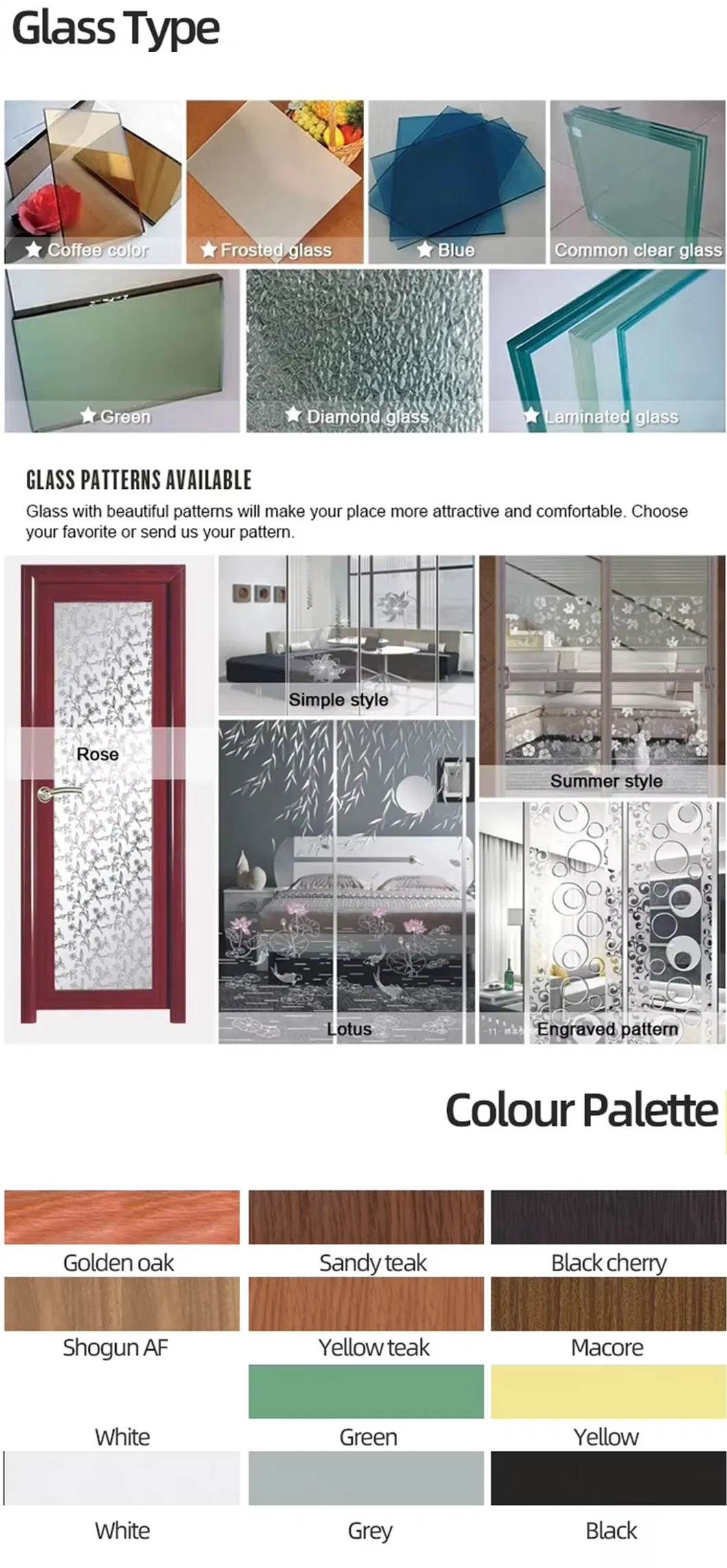 Glanzende aluminium schuifdeuren 2 mm horizontaal openingsraam Schuifdeur van glas 6