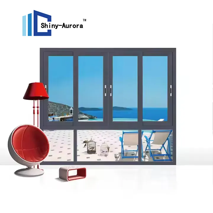 Aluminiumix glijglas balkon glijdeur zwart Franse stijl aluminium glijglas deur 1