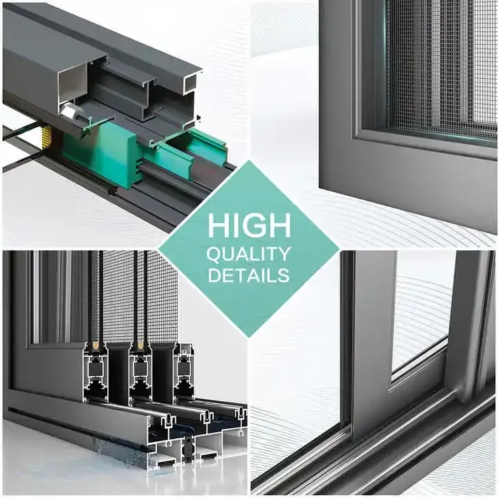 Aluminiumix glijglas balkon glijdeur zwart Franse stijl aluminium glijglas deur 5