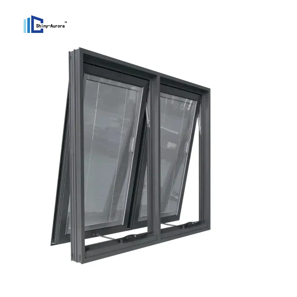 Hooggehangen dubbele glazen luifel ramen, Custom Aluminium Storm Windows 2