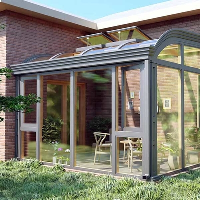 Zonnekamer met enkel glas, verborgen afvoer, schuifdeur