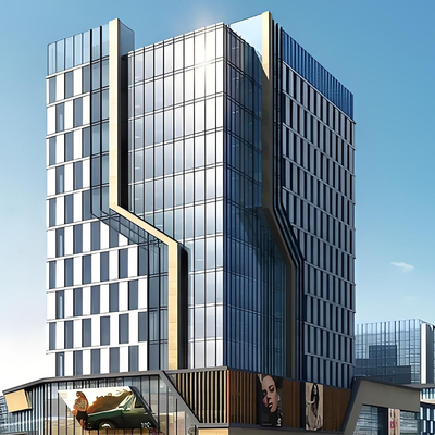 Custom Unitized Curtain Wall UV-bestand Klasse A Brandbestand Voor Doorzichtige Glaskleurgebouwen